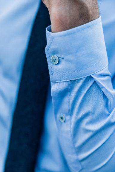 Close-up manche Chemise james fil-à-fil bleu